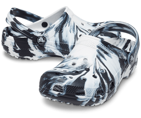 Crocs Kids' Classic Marbled Clog - Black/White Black/White