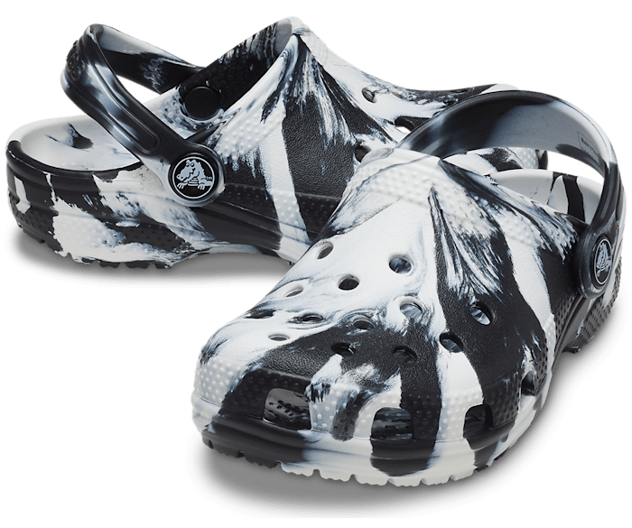 Crocs Toddler Classic Marbled Clog - Black/White Black/White