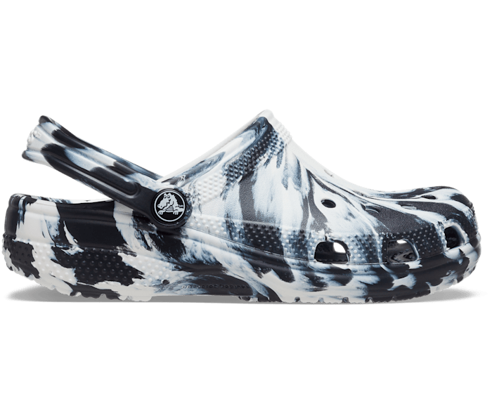 Crocs Kids' Classic Marbled Clog - Black/White Black/White