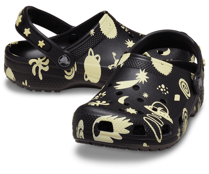 Crocs Kids' Classic Glow-in-the-Dark Space Clog - Black Black