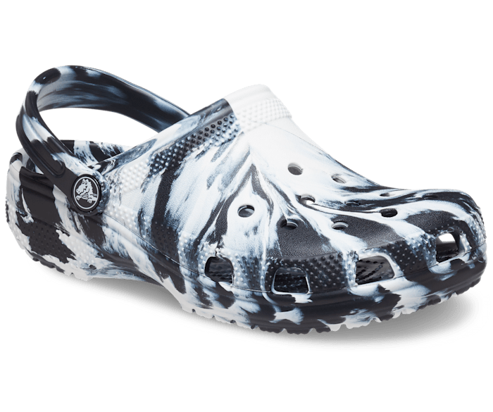 Crocs Kids' Classic Marbled Clog - Black/White Black/White