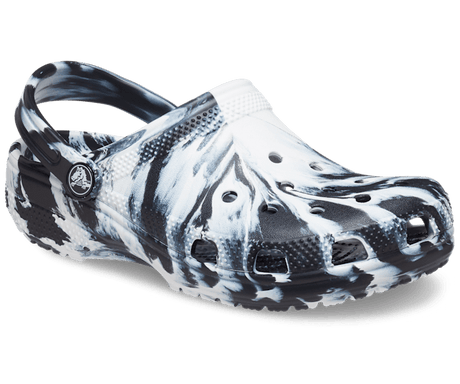 Crocs Kids' Classic Marbled Clog - Black/White Black/White