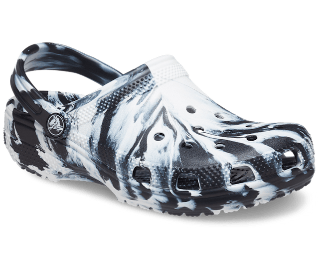 Crocs Kids' Classic Marbled Clog - Black/White Black/White