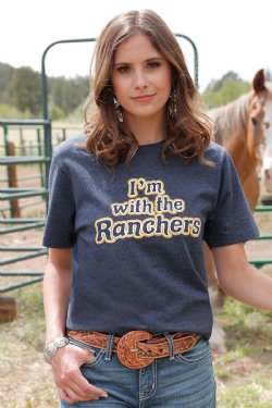 Cruel Girl Women's I'm With The Ranchers Tee Navy