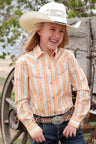 Cruel Girl Girl's Stripe Snap Western Shirt Multi Stripe