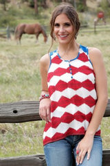 Cruel Girl Women's Georgette Tank Red / White / Blue