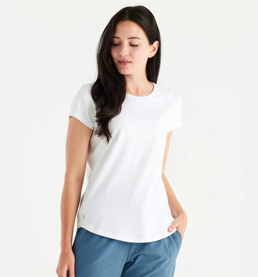 Free Fly Apparel Women's Bamboo Current Tee - Heathe Bright White Heather Bright White