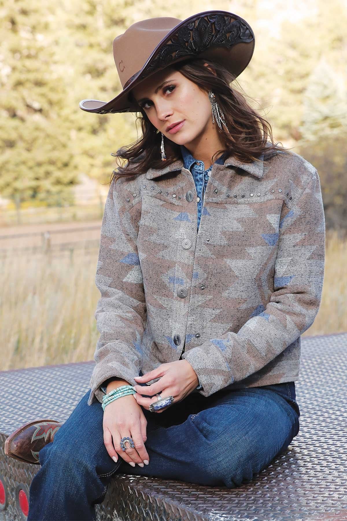 Cruel Girl Women's Tweed Trucker Jacket - Tan - (CWJ7481001) Tan