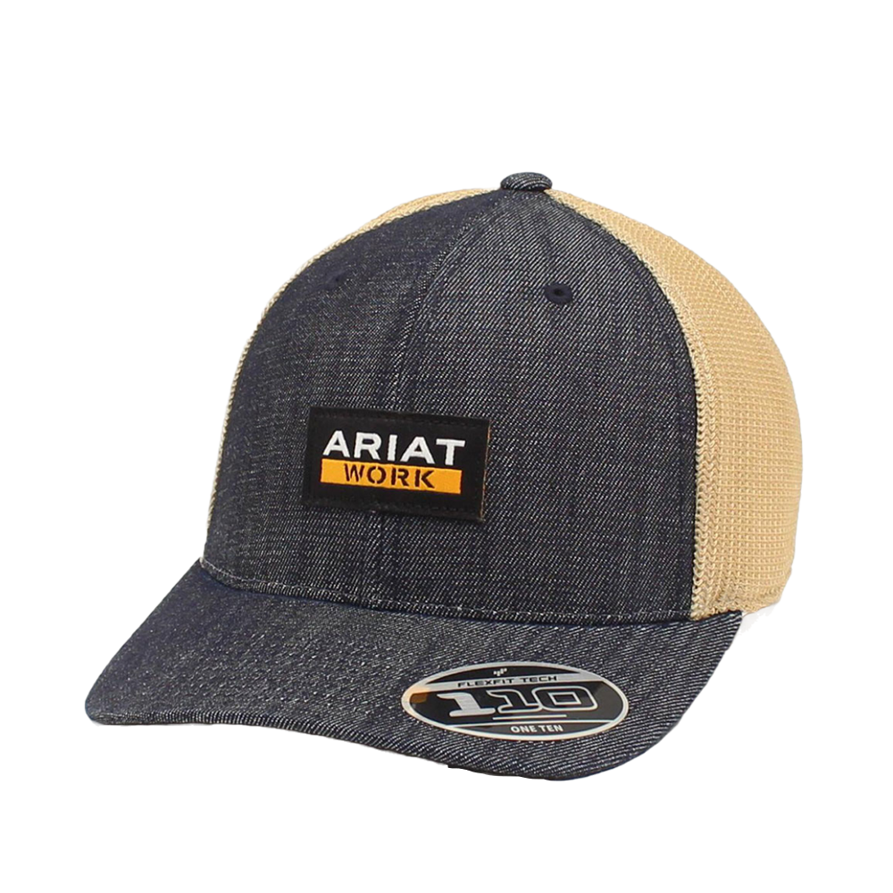 Ariat Work FlexFit Mesh Snapback Baseball Cap - Denim Denim / Beige