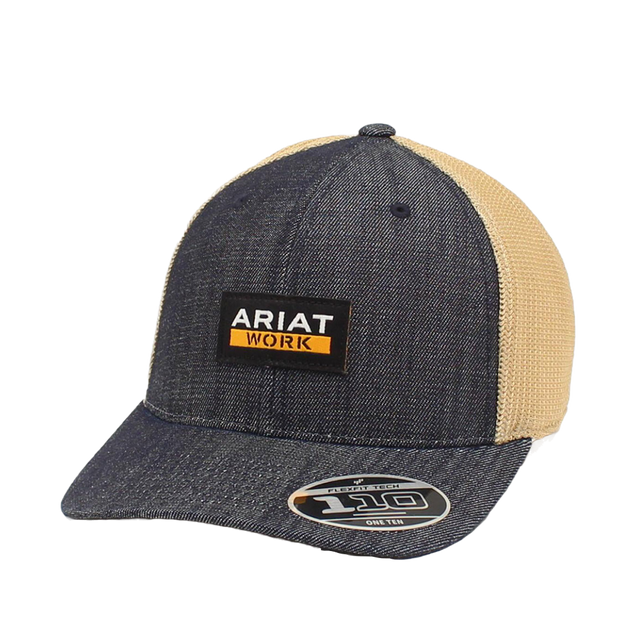 Ariat Work FlexFit Mesh Snapback Baseball Cap - Denim Denim / Beige