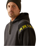 Ariat Rebar Workman Colorblock Logo Hoodie Black  /  Charcoal Heather /  / Regular