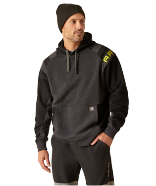 Ariat Rebar Workman Colorblock Logo Hoodie Black  /  Charcoal Heather /  / Regular