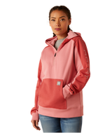 Ariat Rebar Colorblocked 1/2 Zip Hoodie Mauve Glow  /  Mineral Red /  / Regular