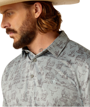 Ariat Charger 2.0 Printed Polo Blue Glow /  / Regular