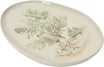 Creative Co-op Oval Debossed Stoneware Platter