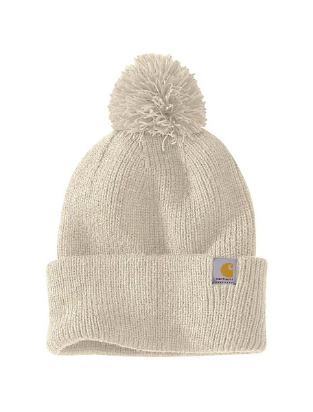 Carhartt Knit Pom-Pom Cuffed Beanie - Oat Milk  display picture 1
