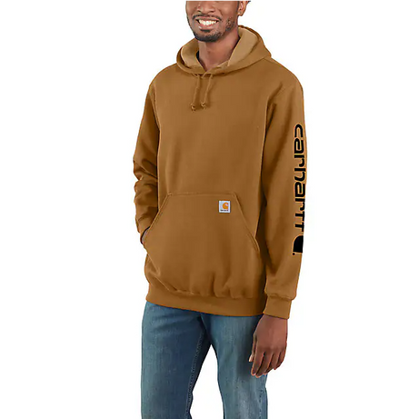 Carhartt Men's Loose Fit Midweight Logo Sleeve Graphic Hoodie Carhartt Brown / REG