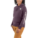 Carhartt Women's Relaxed Fit Midweight Logo Sleeve Graphic Hoodie Blackberry Heather / REG