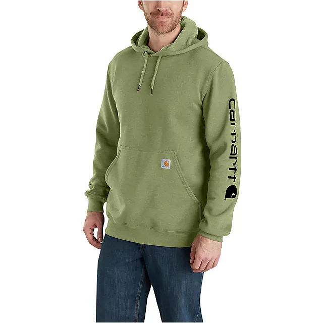 Carhartt Men's Loose Fit Midweight Logo Sleeve Graphic Hoodie Chive Heather / REG