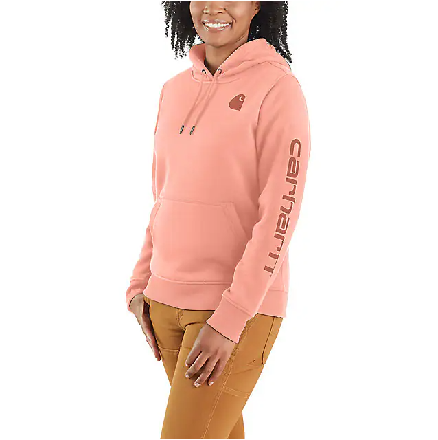 Carhartt Women's Relaxed Fit Midweight Logo Sleeve Graphic Hoodie Sun Bloom / REG