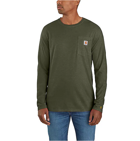 Carhartt Men's Force Relaxed Fit Midweight Long-Sleeve Pocket T-Shirt Basil Heather / REG