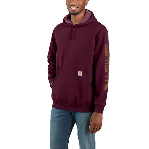 Carhartt Men's Loose Fit Midweight Logo Sleeve Graphic Hoodie - Port