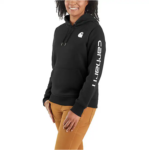 Carhartt Women's Relaxed Fit Midweight Logo Sleeve Graphic Hoodie Black / REG