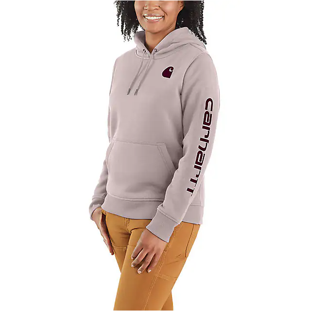 Carhartt Women's Relaxed Fit Midweight Logo Sleeve Graphic Hoodie Mink / REG