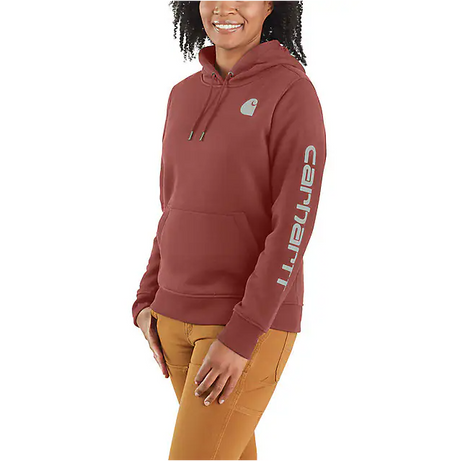 Carhartt Women's Relaxed Fit Midweight Logo Sleeve Graphic Hoodie Sable / REG