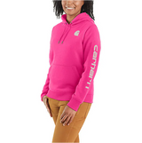 Carhartt Women's Relaxed Fit Midweight Logo Sleeve Graphic Hoodie Pink Glow / REG