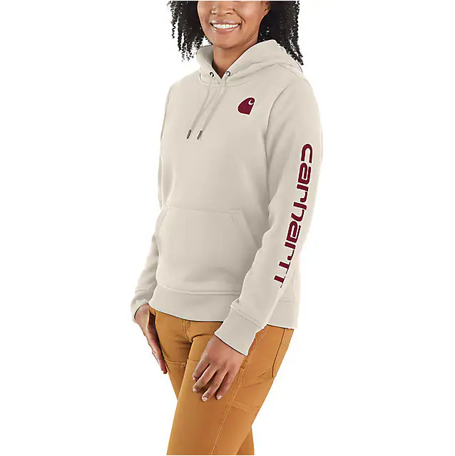 Carhartt Women's Relaxed Fit Midweight Logo Sleeve Graphic Hoodie Malt / REG