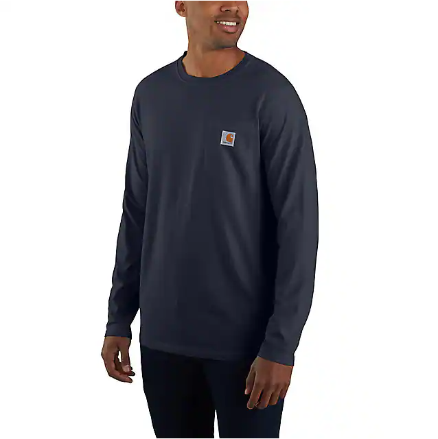 Carhartt Men's Force Relaxed Fit Midweight Long-Sleeve Pocket T-Shirt Navy / REG