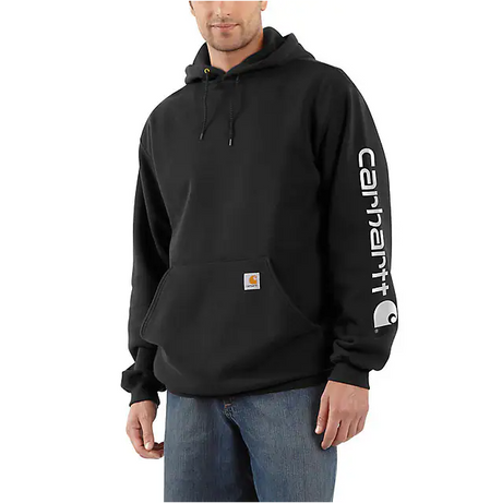 Carhartt Men's Loose Fit Midweight Logo Sleeve Graphic Hoodie Black / REG