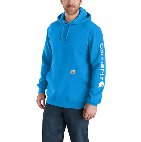 Carhartt Men's Loose Fit Midweight Logo Sleeve Graphic Hoodie Blue Glow / REG