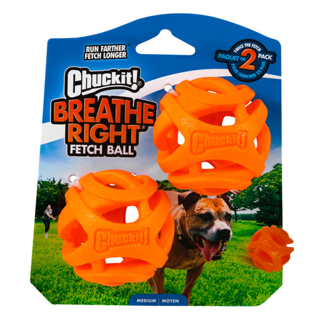 Chuckit! Air Breathe Right Dog Toy Fetch Ball 2 Pack - Small / Medium Orange /  / 2 Pack