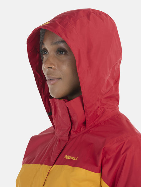 Marmot Women's PreCip Eco Jacket - Golden Sun/Team Red Golden Sun/Team Red