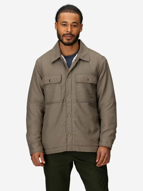 Marmot Mens Ridgefield Sherpa Flannel Shirt Jacket Claystone