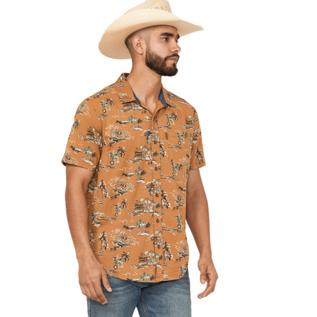 10058839 Mns Retro Button Down Shirt - Mocha Mocha