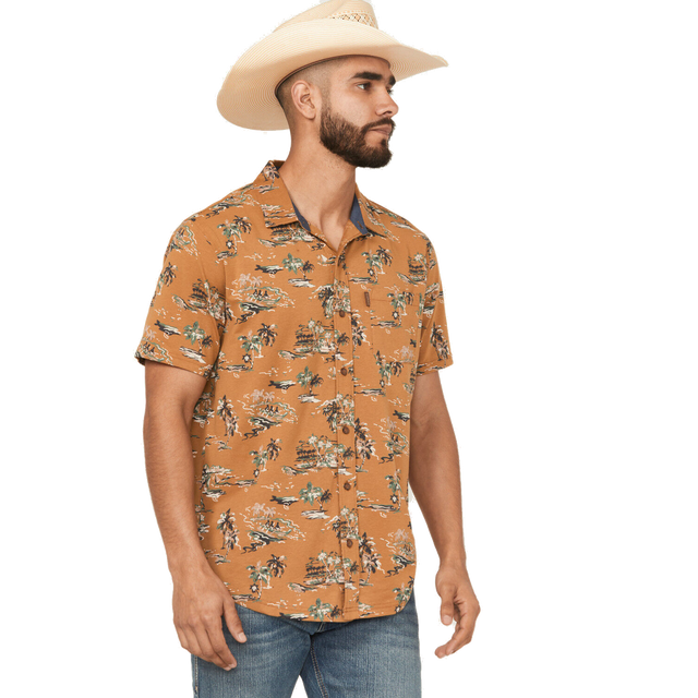 10058839 Mns Retro Button Down Shirt - Mocha Mocha