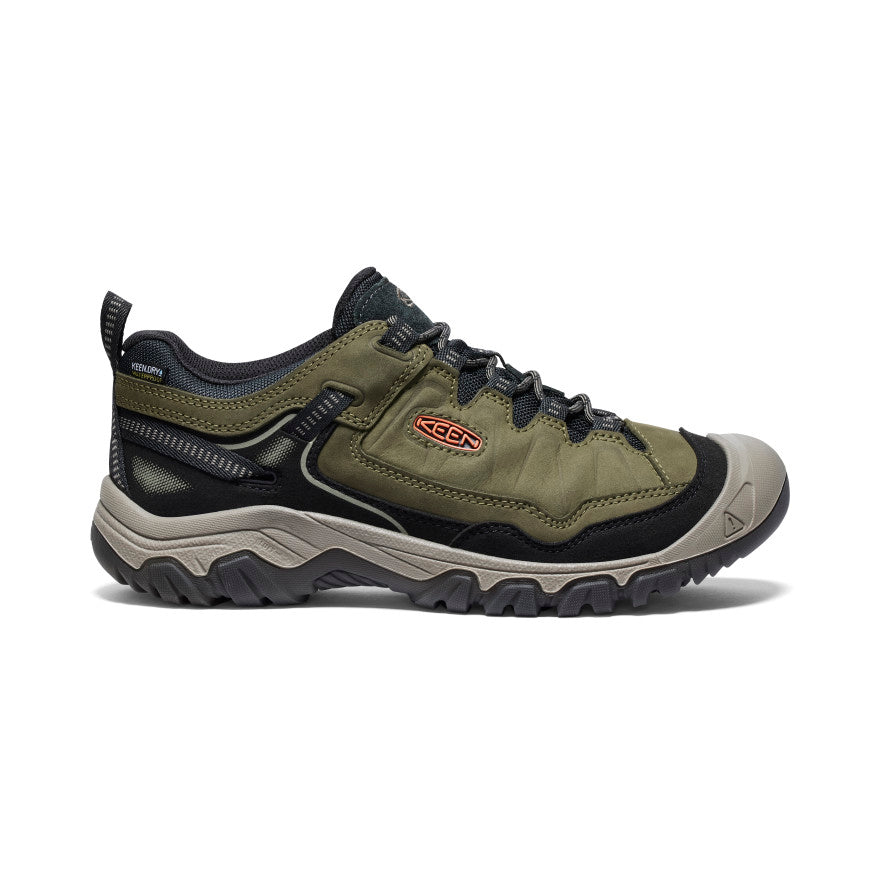 Keen Men's Targhee IV Waterproof Shoe - Dark Olive/Gold Flame