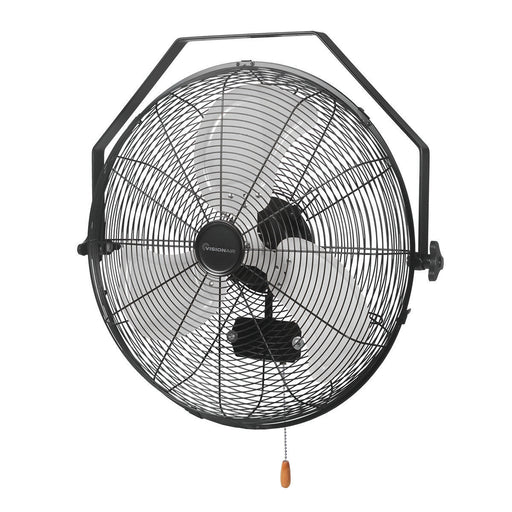 Vision Air 18-inch High Velocity Wall Mount Fan with Enclosed Motor - Black / Black