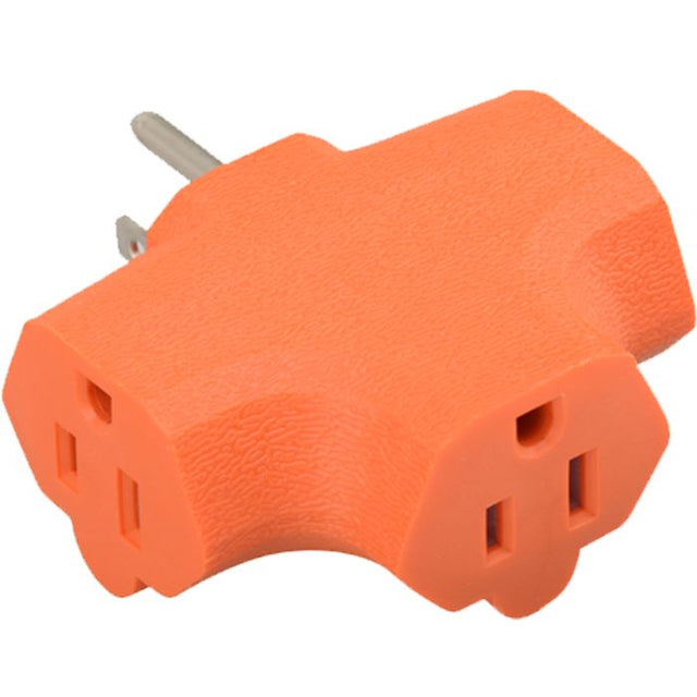 Electryx 3-Prong Tri Tap Heavy-Duty Ground Adapter Outlet - Orange Orange