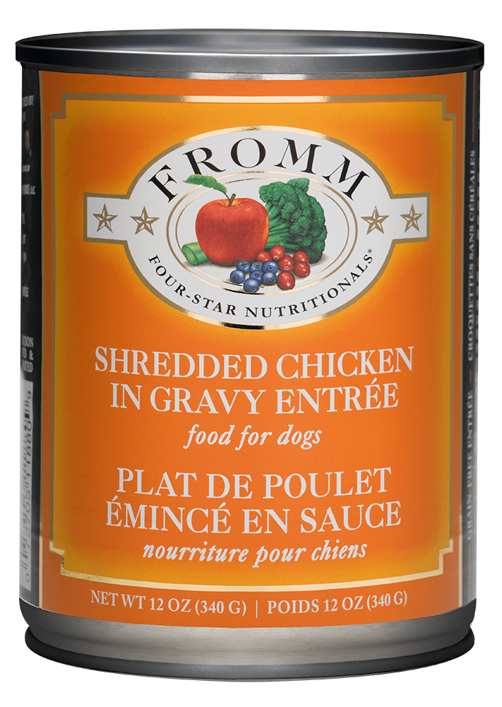 Fromm Family Pet Food Four-Star Nutritionals Shredded Chicken in Gravy Entree Wet Dog Food - 12 oz. Can Chicken in Gravy