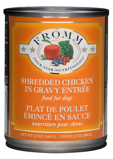 Fromm Family Pet Food Four-Star Nutritionals Shredded Chicken in Gravy Entree Wet Dog Food - 12 oz. Can Chicken in Gravy