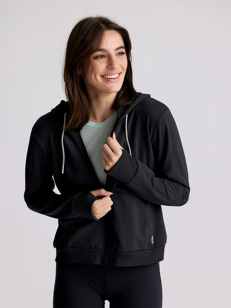 Free Fly Apparel Women's Bamboo Lightweight Fleece Zip Hoodie - Heather Black Heather Black