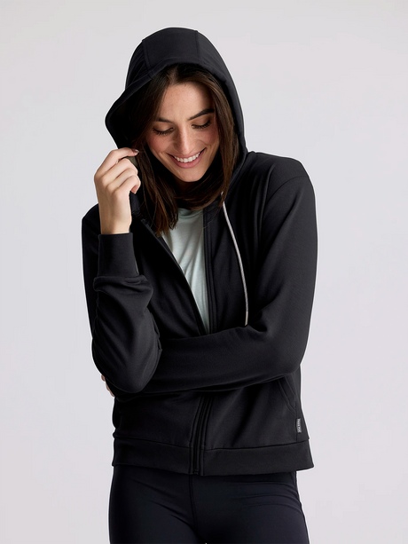 Women's Bamboo Lightweight Fleece Zip Hoodie - Heather Black