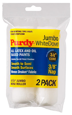 Purdy WhiteDove Jumbo Mini Roller Cover 4-1/2 x 3/8 in. - 2 Pack 4-1/2 in. / 3/8 in. / 3/4 in.