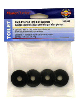 Master Plumber Rubber Tank Bolt Washers - Black - 4 Pack