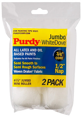 Purdy WhiteDove Jumbo Mini Roller Cover 4-1/2 x 1/2 in. - 2 Pack 4-1/2 in. / 1/2 in. / 3/4 in.