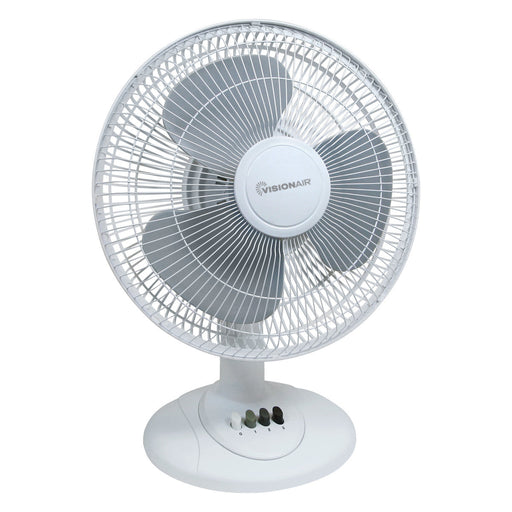 Vision Air 12-inch Oscillating Table Fan - White / White